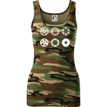 Dámské tričko Cyklo Převodníky - Dámské Maskáčové tílko - XL ( Hnědý maskáč )