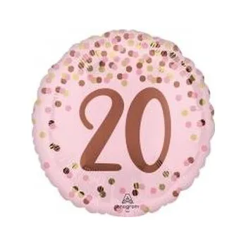 Balónek Balon foliowy Pretty pink 20th Birthday 46cm