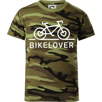 Bike lover - Dětské maskáčové triko - 146 cm/10 let ( Zelený maskáč )