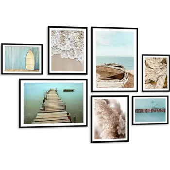 Obraz VELKÁ SADA 7 kusů Obrazů bez rámu Moře KP225