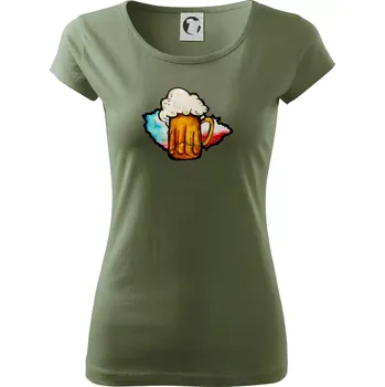 Dámské tričko Český pivař (lulu_art) - Dámské triko Pure - S ( Khaki )