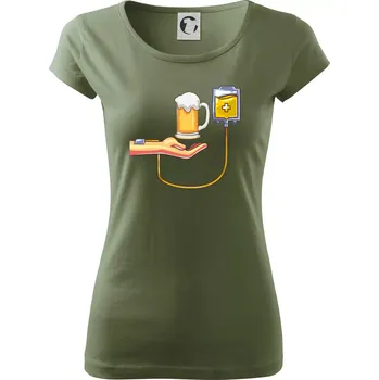 Dámské oblečení Pivo infuze - Dámské triko Pure - M ( Khaki )