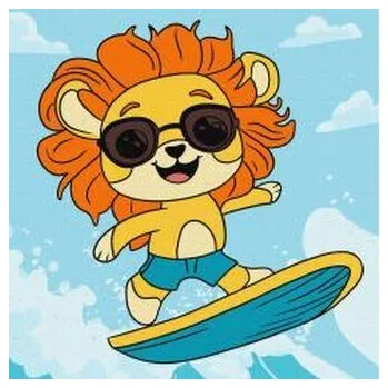 Set školních potřeb Malowanie po numerach - Lato. Lew łapie falę Kids