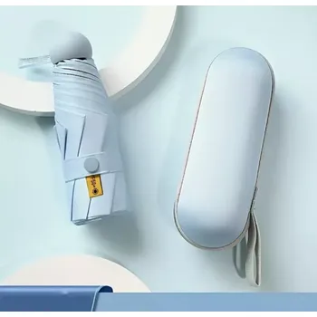 Malý skládací deštník S UV Ochranou a pouzdrem - SVĚTLE MODRÝ (Značka: MEIQI)