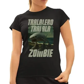 Žertovný předmět Tralalero tralala - zombie - Italian Brainrot - dámské tričko s potiskem- Tričkový.cz