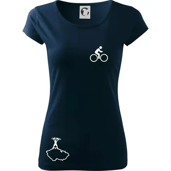 Dámské tričko Mapa ČR + kolo na prsu - Dámské triko Pure - XS ( Námořní modrá (velmi tmavá - téměř černá) )