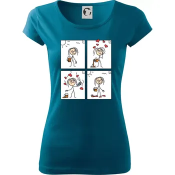 Dámské tričko Láska já a pivo (Hana-creative) - Dámské triko Pure - XS ( Petrolejová )