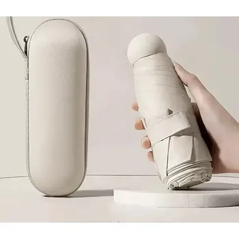 Malý skládací deštník S UV Ochranou a pouzdrem - BÉŽOVÝ (Značka: MEIQI)