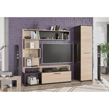 Obývací stěna Obývací sestava MARANELO 196 cm, dub wenge tmavý a jasan světlý