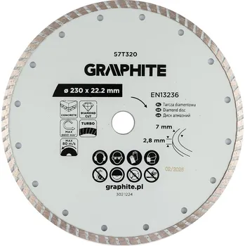 Řezný kotouč Graphite Diamantový řezný kotouč Turbo, 230 x 22,22 mm, suchý