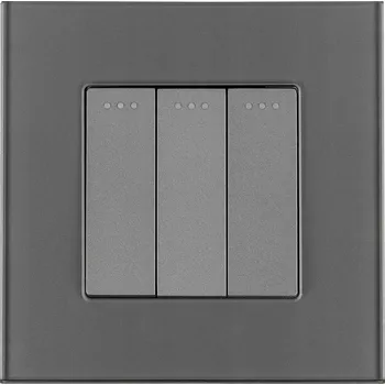 vypínač Trojitý schodišťový vypínač šedý, sada s rámečkem MIUUN