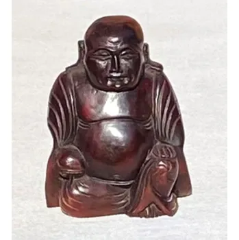 Hotei 21 cm (smějící se, veselý, šťastný, happy Buddha) - dřevěná soška