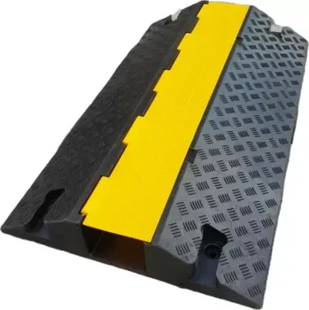 kabelová chránička Černo-žlutý gumový kabelový most s víkem - délka 100 cm, šířka 58 cm, výška 12 cm