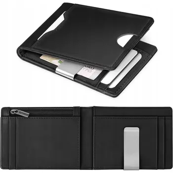 Peněženka Pánská kožená peněženka malá Slim 1,5 cm pravá kůže Smart Wallet černá