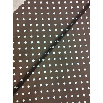 Bavlněná česká látka šíře 150cm - bílý puntík 7mm na tm. hnědé (50cm)
