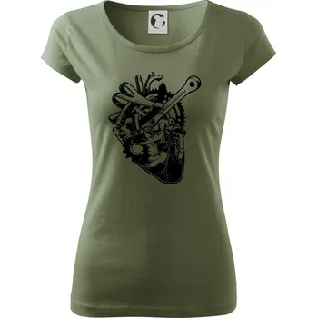 Dámské tričko Cyklistovo srdce - Dámské triko Pure - S ( Khaki )