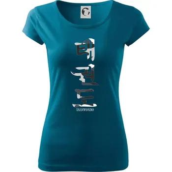 Dámské tričko Taekwondo maskáčový nápis - Dámské triko Pure - XS ( Petrolejová )