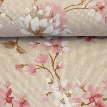 SWAFING Dekorační látka Petra sakura na béžové