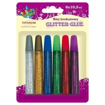 Set školních potřeb Klej z brokatem 6 kolorów