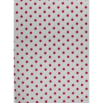 Bavlněná česká látka šíře 150cm - bordó puntík 7mm na bílé (50cm)