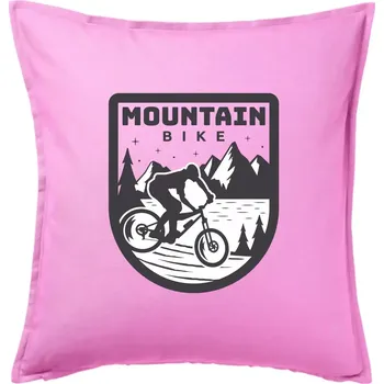 Polštář MTB mountain bike logo prsa zaoblené - Polštář 50x50 - 50x50 - Včetně výplně ( Růžová )