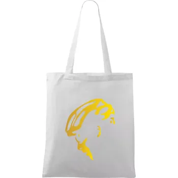 Nákupní taška Hlava cyklista zlatá - Taška bavlněná - 42 x 38 cm ( Bílá )