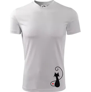 Chlapecké oblečení Zamilovaná kočka zpředu - Dětské triko sportovní (dresovina) - 122 cm/6 let ( Bílá )