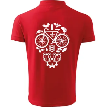 Pánská košile Bike lebka - Polokošile pánská Pique Polo 203 - M ( Červená )