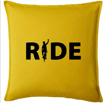 Polštář Ride - nápis s cyklistou - Polštář 50x50 - 50x50 - Pouze potah ( Žlutá )