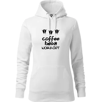 Dámská mikina Coffee bean workout - Mikina dámská Cape s kapucí - XL ( Bílá )