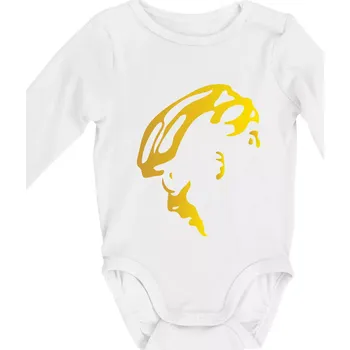 Hlava cyklista zlatá - Body kojenecké s dlouhým rukávem - Dlouhý r. 3-6 měs ( Bílá )