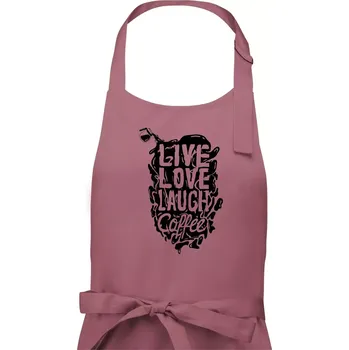 Kuchyňská zástěra Live love laugh coffee - Pánská zástěra na vaření - Univerzální velikost ( Starorůžová )