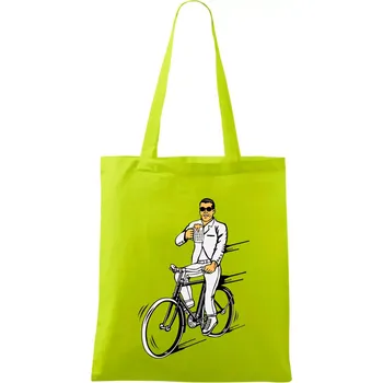Gentleman na kole s pivem - Taška bavlněná - 42 x 38 cm ( Limetková )