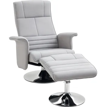 Křeslo HOMCOM Masážní křeslo s podnožkou Elektrické TV křeslo s funkcí polohování, dálkové ovládání, vzhled lnu, ocel, světle šedá| Aosom