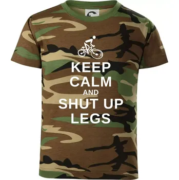 Chlapecké tričko Keep calm and shut your legs - Dětské maskáčové triko - 134 cm/8 let ( Hnědý maskáč )