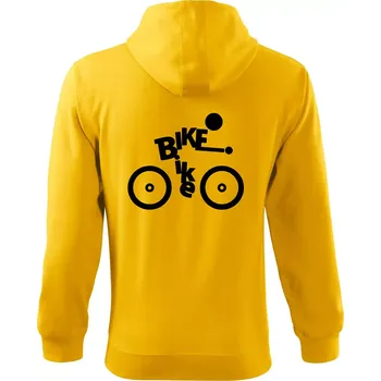 Pánská mikina Bike nápis postava - Mikina s kapucí na zip trendy zipper - 2XL ( Žlutá )