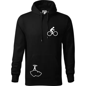 Pánská mikina Mapa ČR + kolo na prsu - Mikina pánská Cape s kapucí - S ( Černá )