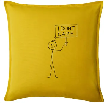 Polštář I don't care - postava - Polštář 50x50 - 50x50 - Pouze potah ( Žlutá )