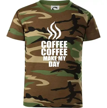 Chlapecké tričko Coffee make my day - Dětské maskáčové triko - 104-110cm / 3-4 roky ( Hnědý maskáč )
