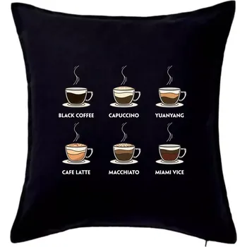 Polštář Druhy kávy - Polštář 50x50 - 50x50 - Včetně výplně ( Černá )