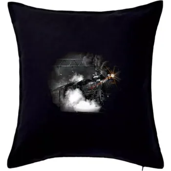 Polštář Vlak na kolejišti - Polštář 50x50 - 50x50 - Pouze potah ( Černá )