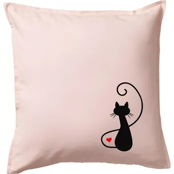 Polštář Zamilovaná kočka zpředu - Polštář 50x50 - 50x50 - Pouze potah ( Světle růžová )