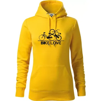 Dámská mikina Bike love - Mikina dámská Cape s kapucí - M ( Žlutá )