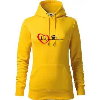 Dámská mikina Moje srdce bije pro kávu - Mikina dámská Cape s kapucí - 2XL ( Žlutá )
