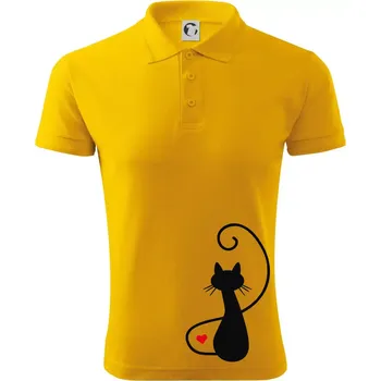 Pánská košile Zamilovaná kočka zpředu - Polokošile pánská Pique Polo 203 - 3XL ( Žlutá )