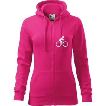 Dámská mikina Cyklistika logo prsa - Dámská mikina trendy zipper s kapucí - L ( Purpurová )