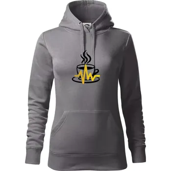 Dámská mikina Káva EKG hrnek - Mikina dámská Cape s kapucí - 2XL ( Ocelově šedá )