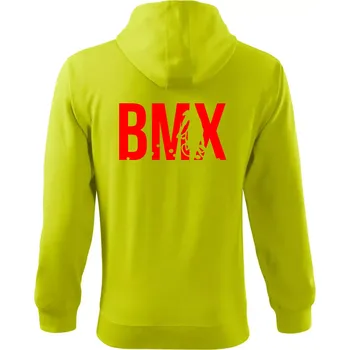 Pánská móda BMX - Mikina s kapucí na zip trendy zipper - M ( Limetková )