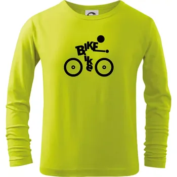 Dětská móda Bike nápis postava - Triko dětské Long Sleeve - 104-110cm / 3-4 roky ( Limetková )