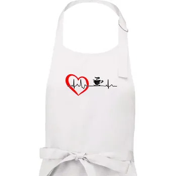 Kuchyňská zástěra Moje srdce bije pro kávu - Dámská zástěra na vaření - Univerzální velikost ( Bílá )